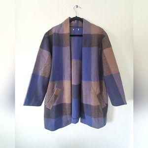 Purple Color Block Plaid Coat